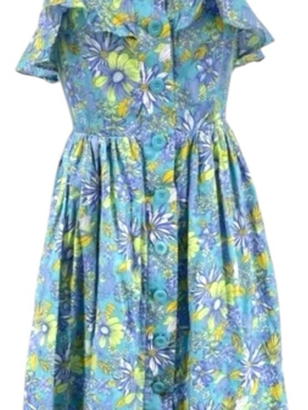 Floral Off-Shoulder Sundress - Blue & Yellow